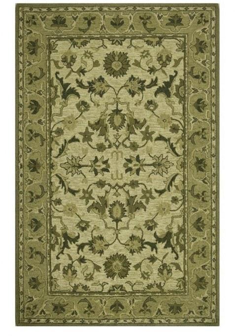 Saffron Rugs Hand-Tufted 100% Wool Area Rug | Sage Green Rectangular Rug | Cotton Backing | Classic Floral Carpet for Living Room