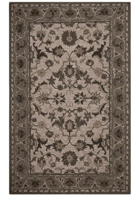 Saffron Rugs Hand-Tufted 100% Wool Area Rug | Grey Beige Rectangular Rug | Cotton Backing | Oriental Floral Carpet for Living Room