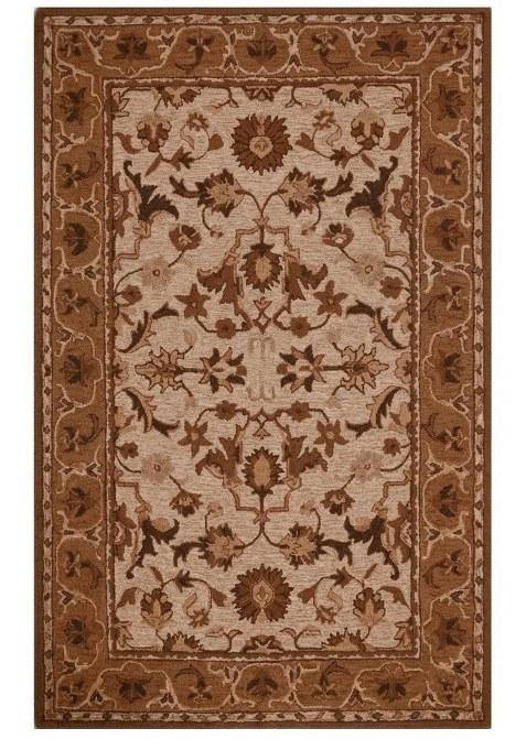 Saffron Rugs Hand-Tufted 100% Wool Area Rug | Beige Brown Rectangular Rug | Cotton Backing | Oriental Floral Carpet for Living Room
