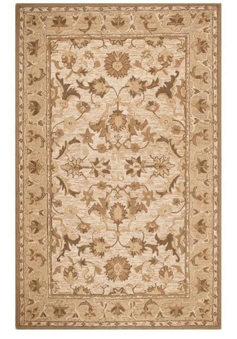 Saffron Rugs Hand-Tufted 100% Wool Area Rug | Beige Rectangular Rug | Cotton Backing | Oriental Floral Carpet for Living Room