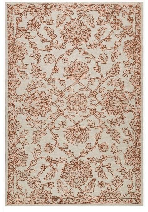 Saffron Rugs Hand-Tufted 100% Wool Area Rug | Beige Terracotta Rectangular Rug | Cotton Backing | Classic Floral Carpet for Living Room