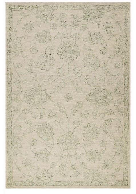 Saffron Rugs Hand-Tufted 100% Wool Area Rug | Ivory Green Rectangular Rug | Cotton Backing | Transitional Floral Carpet for Living Room