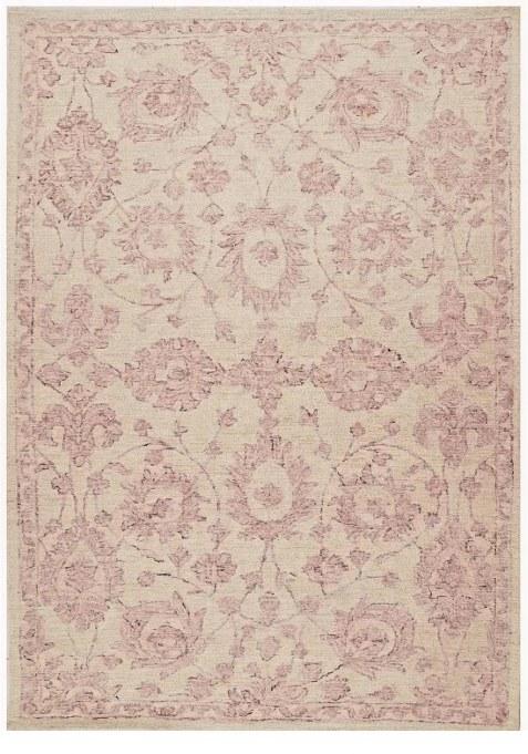 Saffron Rugs Hand-Tufted 100% Wool Area Rug | Pink Beige Rectangular Rug | Cotton Backing | Vintage Floral Carpet for Living Room