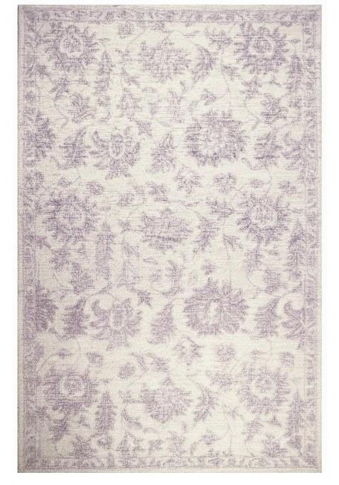 Saffron Rugs Hand-Tufted 100% Wool Area Rug | Lavender Grey Rectangular Rug | Cotton Backing | Vintage Floral Carpet for Living Room