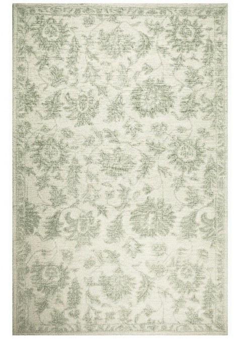 Saffron Rugs Hand-Tufted 100% Wool Area Rug | Ivory Green Rectangular Rug | Cotton Backing | Transitional Floral Carpet for Living Room