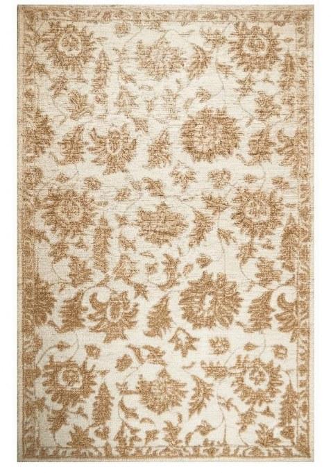 Saffron Rugs Hand-Tufted 100% Wool Area Rug | Ivory Brown Rectangular Rug | Cotton Backing | Classic Floral Carpet for Living Room