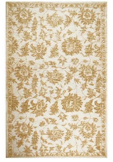 Saffron Rugs Hand-Tufted 100% Wool Area Rug | Cream and Gold Rectangular Rug | Cotton Backing | Classic Floral Carpet for Living Room
