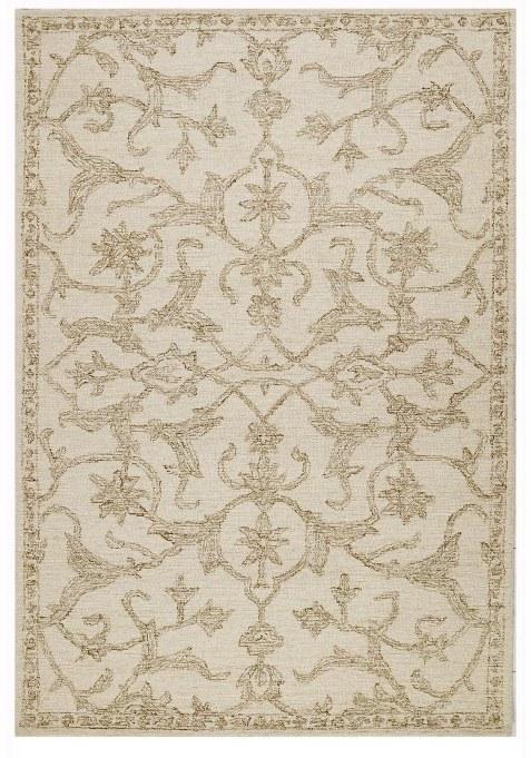 Saffron Rugs Hand-Tufted 100% Wool Area Rug | Ivory Beige Rectangular Rug | Cotton Backing | Classic Floral Carpet for Living Room