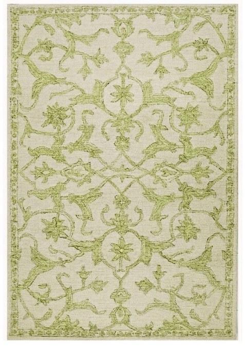 Saffron Rugs Hand-Tufted 100% Wool Area Rug | Cream Green Rectangular Rug | Cotton Backing | Transitional Floral Carpet for Living Room