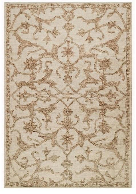 Saffron Rugs Hand-Tufted 100% Wool Area Rug | Ivory Beige Rectangular Rug | Cotton Backing | Classic Floral Carpet for Living Room