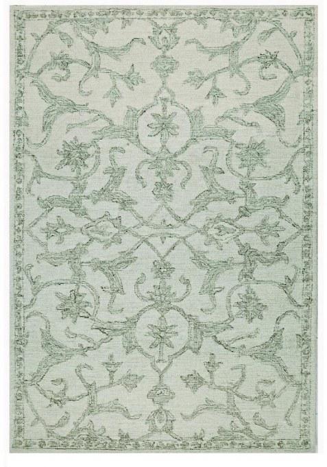Saffron Rugs Hand-Tufted 100% Wool Area Rug | Sage Green Rectangular Rug | Cotton Backing | Classic Floral Carpet for Living Room