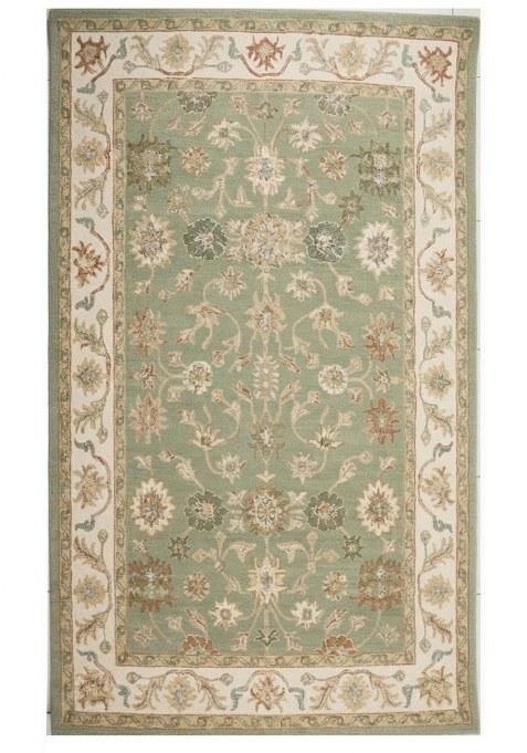 Saffron Rugs Hand-Tufted 100% Wool Area Rug | Sage Green Rectangular Rug | Cotton Backing | Classic Floral Carpet for Living Room