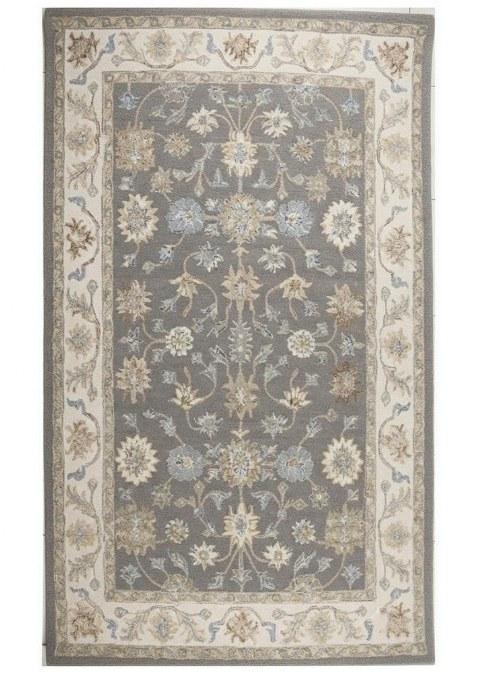 Saffron Rugs Hand-Tufted 100% Wool Area Rug | Grey Rectangular Rug | Cotton Backing | Oriental Floral Carpet for Living Room