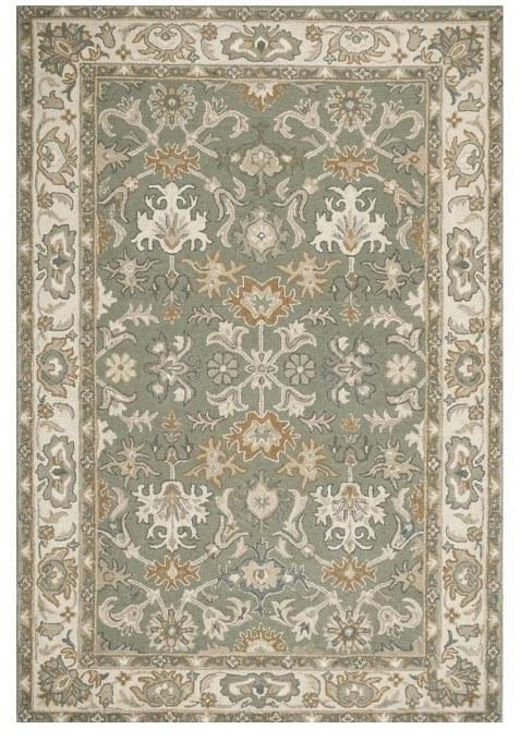 Saffron Rugs Hand-Tufted 100% Wool Area Rug | Sage Green Rectangular Rug | Cotton Backing | Oriental Floral Carpet for Living Room