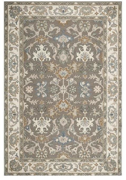 Saffron Rugs Hand-Tufted 100% Wool Area Rug | Grey Taupe Rectangular Rug | Cotton Backing | Oriental Floral Carpet for Living Room