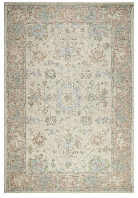 Saffron Rugs Hand-Tufted 100% Wool Area Rug | Beige Rectangular Rug | Cotton Backing | Transitional Floral Carpet for Living Room