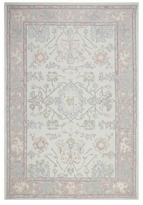 Saffron Rugs Hand-Tufted 100% Wool Area Rug | Ivory Rectangular Rug | Cotton Backing | Transitional Floral Carpet for Living Room