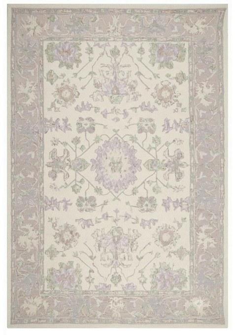 Saffron Rugs Hand-Tufted 100% Wool Area Rug | Lavender Cream Rectangular Rug | Cotton Backing | Oriental Floral Carpet for Living Room