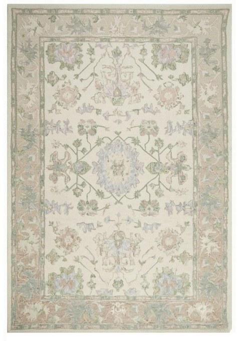 Saffron Rugs Hand-Tufted 100% Wool Area Rug | Cream Rectangular Rug | Cotton Backing | Transitional Floral Carpet for Living Room