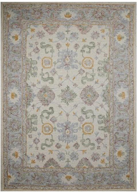 Saffron Rugs Hand-Tufted 100% Wool Area Rug | Ivory Rectangular Rug | Cotton Backing | Classic Floral Carpet for Living Room