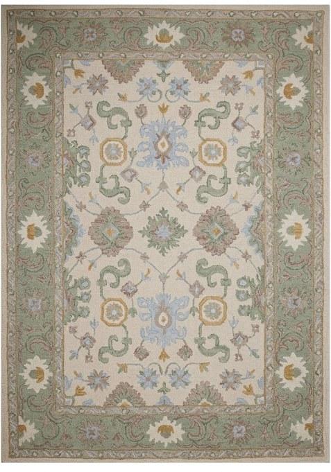 Saffron Rugs Hand-Tufted 100% Wool Area Rug | Cream Rectangular Rug | Cotton Backing | Classic Floral Carpet for Living Room