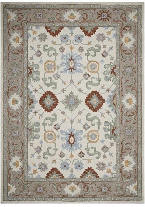 Saffron Rugs Hand-Tufted 100% Wool Area Rug | Cream Rectangular Rug | Cotton Backing | Oriental Floral Carpet for Living Room