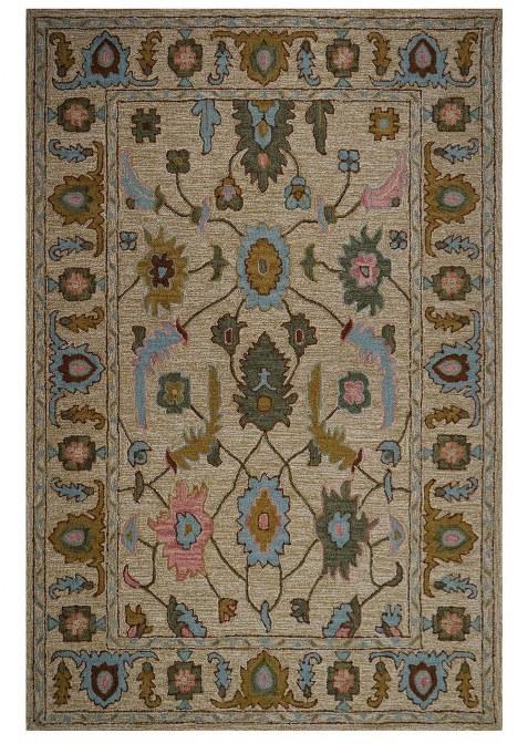 Saffron Rugs Hand-Tufted 100% Wool Area Rug | Beige Floral Rectangular Rug | Cotton Backing | Classic Floral Carpet for Living Room