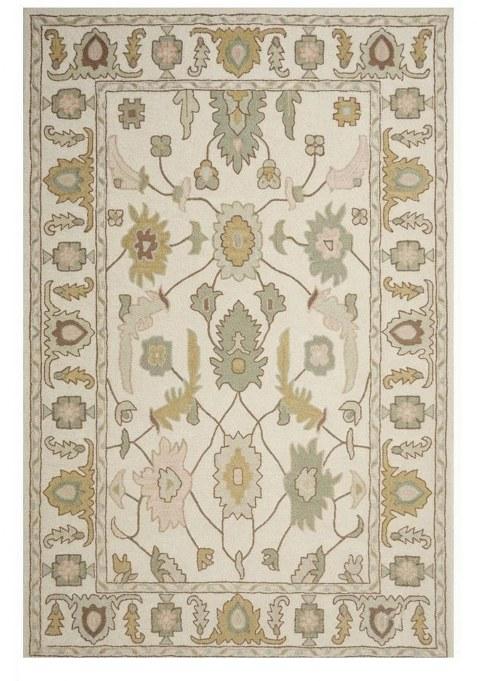 Saffron Rugs Hand-Tufted 100% Wool Area Rug | Ivory Cream Rectangular Rug | Cotton Backing | Classic Floral Carpet for Living Room