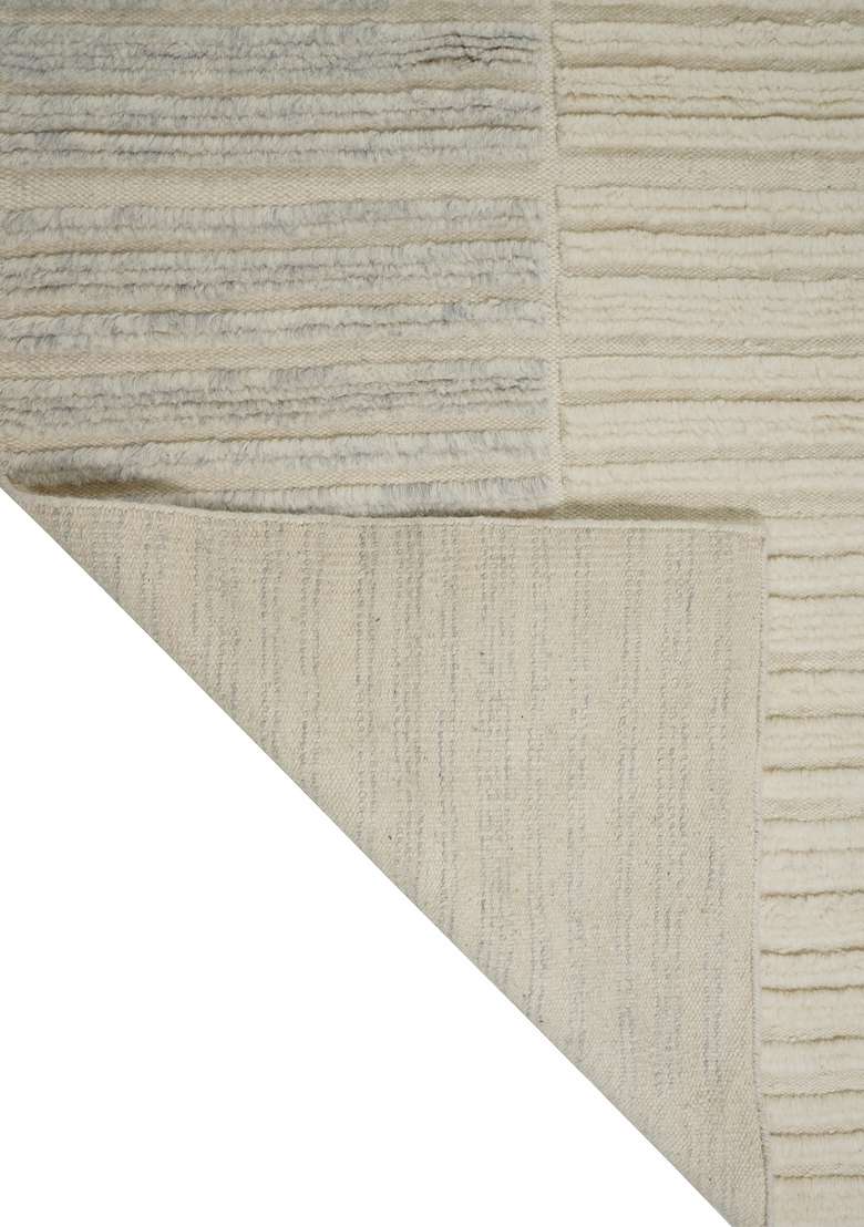 Saffron Rugs Ivory Cream Hand Knotted Wool Rectangular Rug - Indya