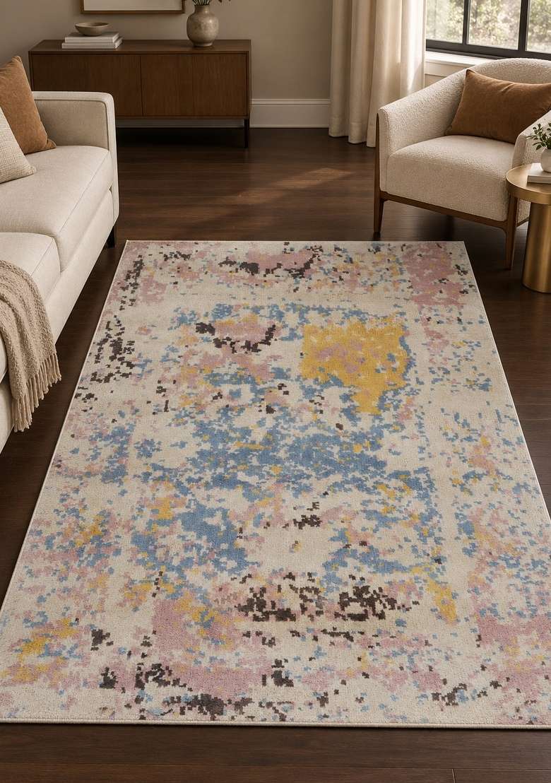 Saffron Rugs Multicolor Hand Knotted Wool Rectangular Rug - Indya