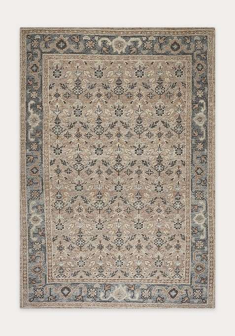 100% Wool Handmade Beige Rug | Floral Carpet For Living Room