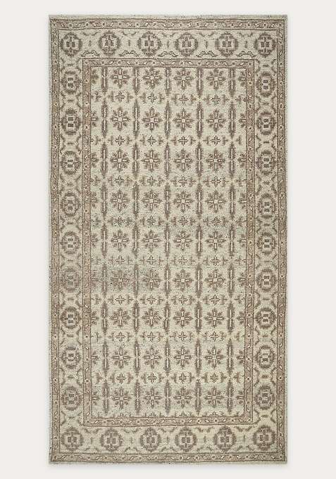 100% Wool Handmade Beige Rug | Floral Carpet For Living Room