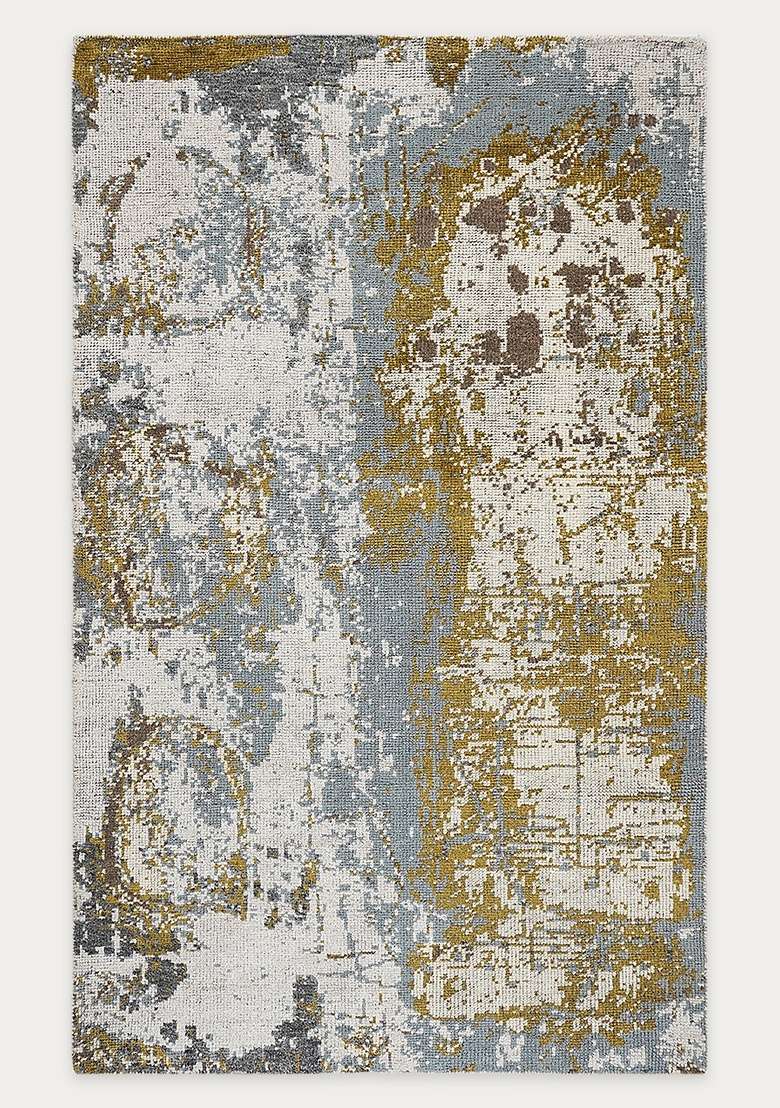 Saffron Rugs Grey Hand Knotted Wool Rectangular Rug - Indya