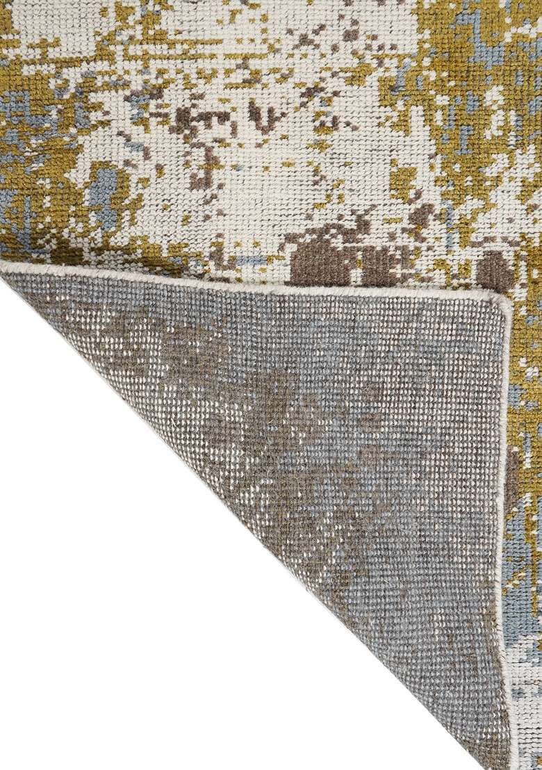 Saffron Rugs Grey Hand Knotted Wool Rectangular Rug - Indya