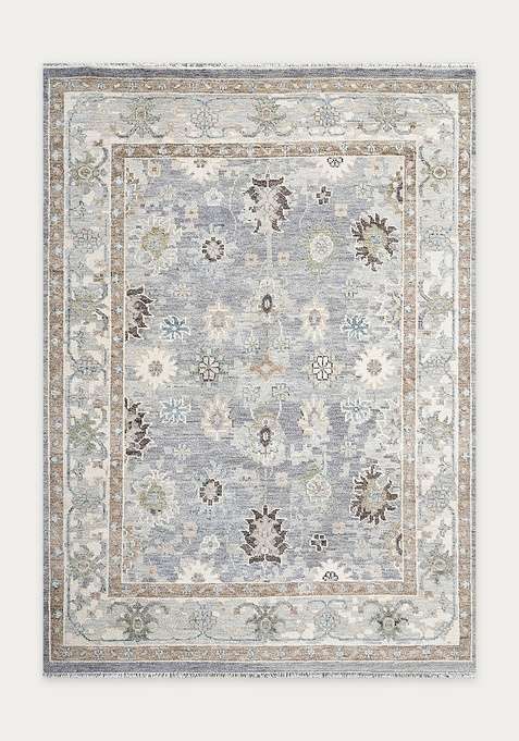 100% Wool Handmade Grey Rug | Floral Carpet For Living Room