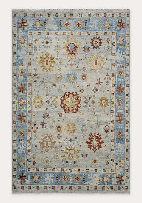 100% Wool Handmade Beige Rug | Floral Carpet For Living Room