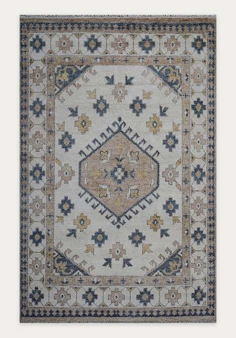100% Wool Handmade Beige Rug | Carpet For Living Room