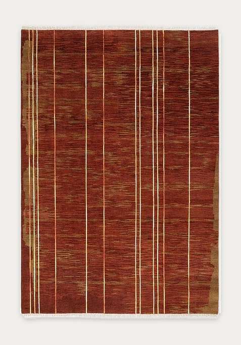 100% Wool Handmade Red Rug | Striped Carpet For Living Room