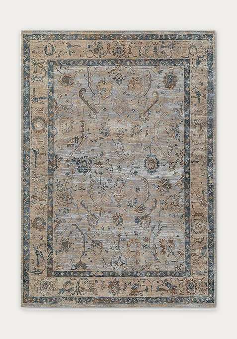 100% Wool Handmade Beige Rug | Floral Carpet For Living Room