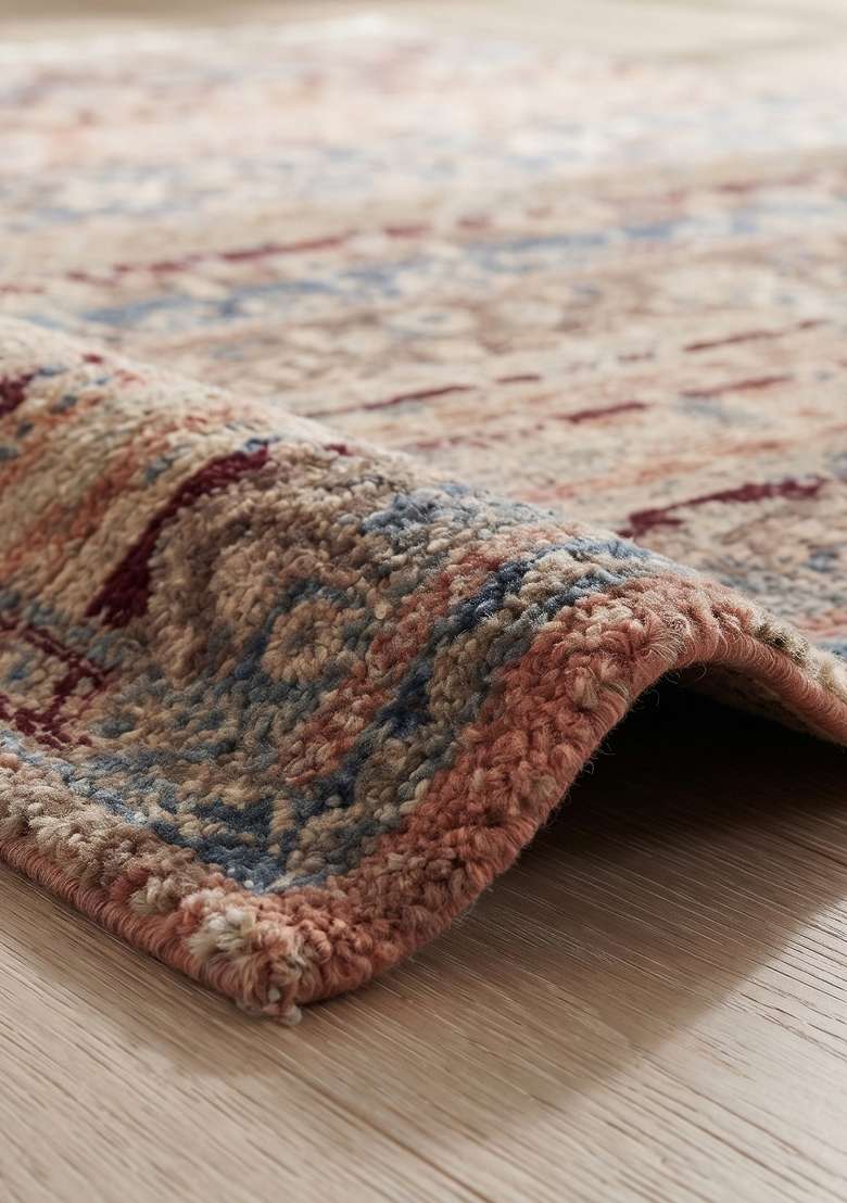 Saffron Rugs Beige Multicolor Hand Knotted Wool Rectangular Rug - Indya