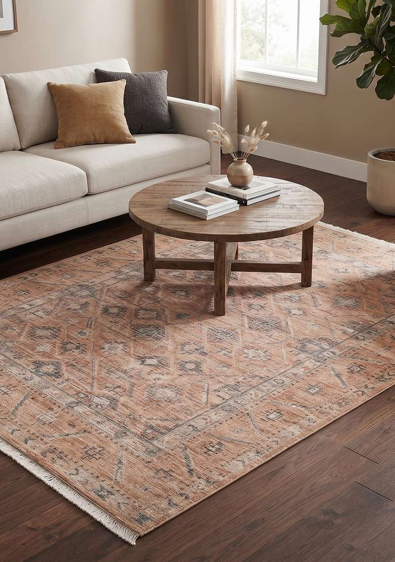 Saffron Rugs Terracotta Hand Knotted Wool Rectangular Rug - Indya
