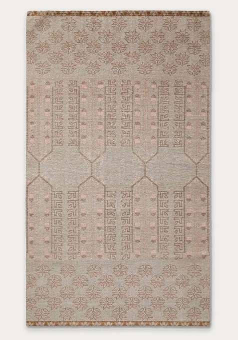 100% Wool Handmade Beige Rug | Geometric Carpet For Living Room