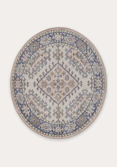 100% Wool Handmade Beige Rug | Geometric Round Carpet For Living Room