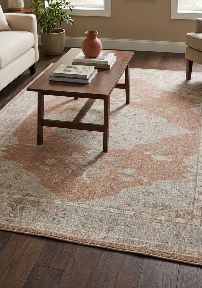 Saffron Rugs Hand Knotted Dusty Terracotta Wool Rectangular Rug - Indya