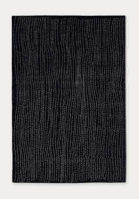 100% Wool Handmade Black Rug | Striped Carpet For Living Room