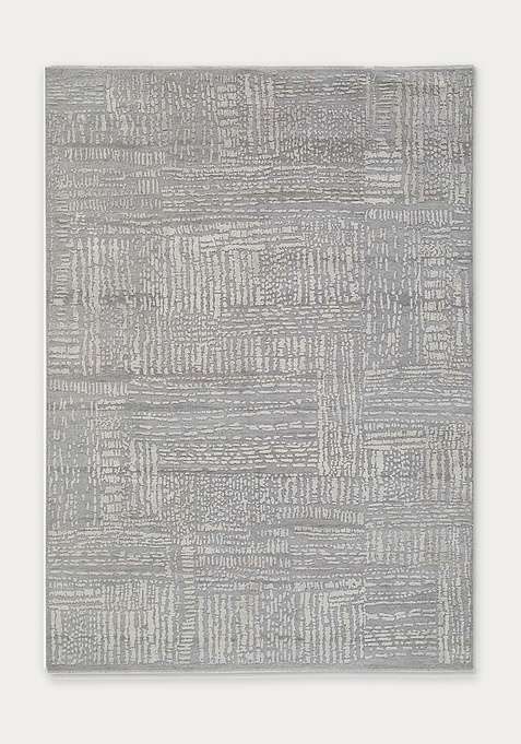 100% Wool Handmade Grey Rug | Geometric Carpet For Living Room