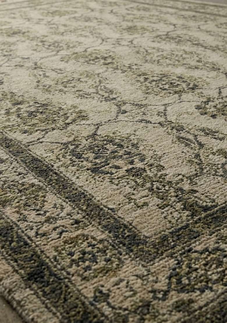 Saffron Rugs Ivory Beige Hand Knotted Wool Rectangular Rug - Indya