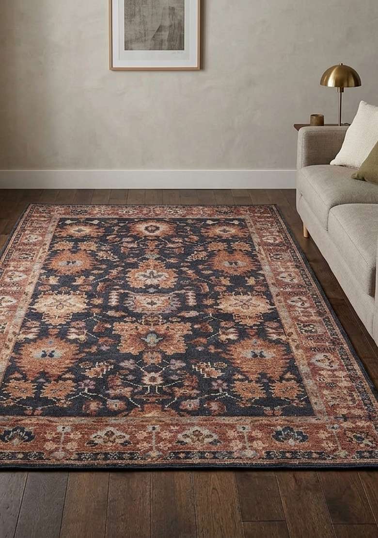 Saffron Rugs Hand Knotted Dark Charcoal Wool Rectangular Rug - Indya