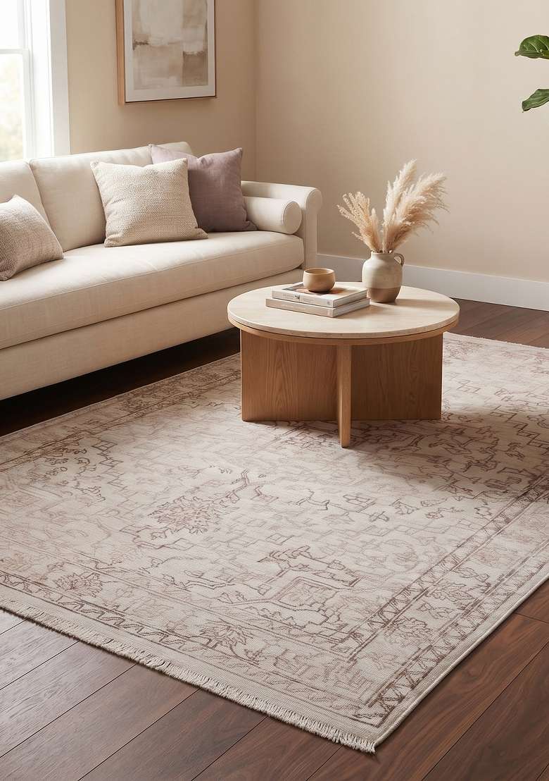Saffron Rugs Hand Knotted Light Beige Wool Rectangular Rug - Indya