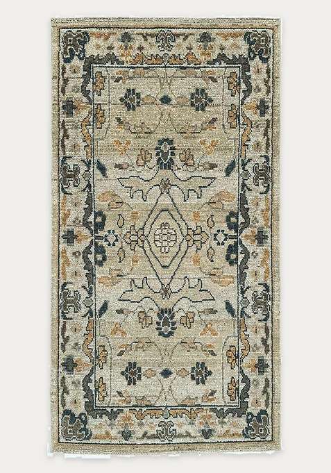100% Wool Handmade Beige Rug | Floral Carpet For Living Room